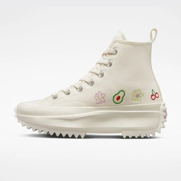 Converse White Run Star Hike Embroidered Women's Sneakers Shoes Platform A03560C - Picture 3 of 11